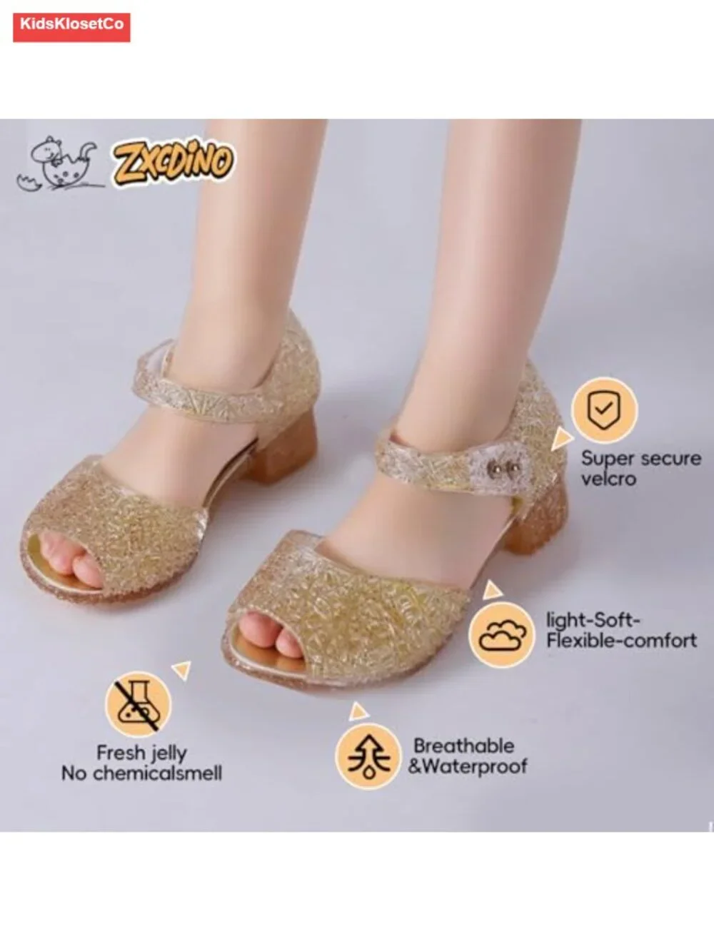 Girls Princess Jelly Wedge Sandals Glitter Costume Party Shoes